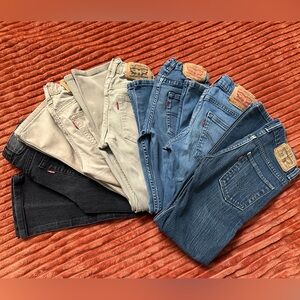 Boys Levi’s Jeans Lot (6 pairs) variety wash in blue, black, and khaki